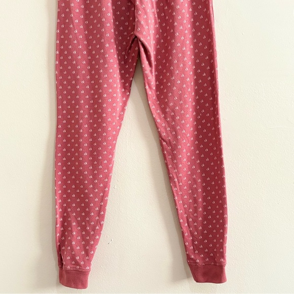 Calvin Klein Pink CK Pattern Cotton Cuffed Joggers - Picture 12 of 16